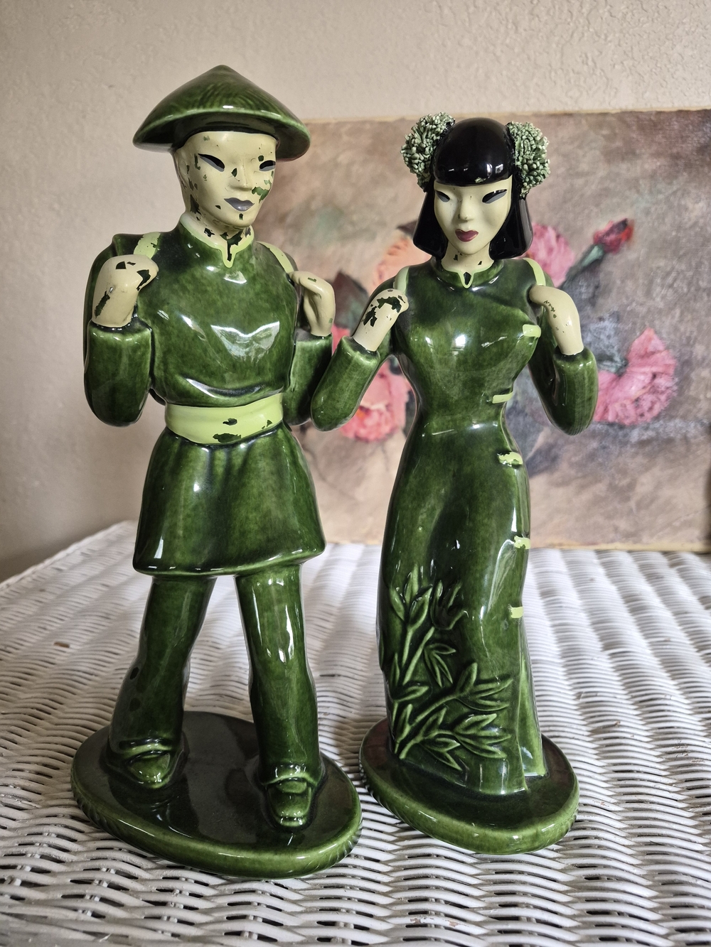 Vintage Yona Figurines Ceramic Asian Couple Vases